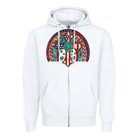 White gemstone cross american flag turquoise rainbow Zipper Hoodie - Artiststas