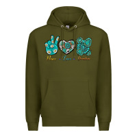 Army Green Peace Love Gemstone Premium Hoodie - BundleAndBundleShop