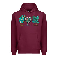 Burgundy Peace Love Gemstone Premium Hoodie - BundleAndBundleShop