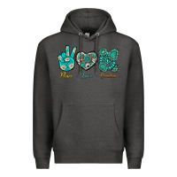 Charcoal Heather Peace Love Gemstone Premium Hoodie - BundleAndBundleShop
