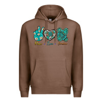 Chestnut Peace Love Gemstone Premium Hoodie - BundleAndBundleShop