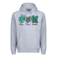 Heather Grey Peace Love Gemstone Premium Hoodie - BundleAndBundleShop