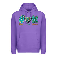 Purple Peace Love Gemstone Premium Hoodie - BundleAndBundleShop