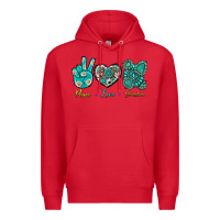 Red Peace Love Gemstone Premium Hoodie - BundleAndBundleShop