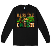 Black kiss me i am irish  with lips and shamrocks Long Sleeve Tee - AdoDesignShop