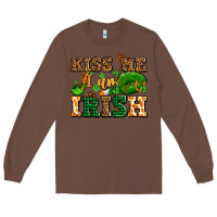 Chestnut kiss me i am irish  with lips and shamrocks Long Sleeve Tee - AdoDesignShop