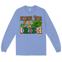 Colony Blue kiss me i am irish  with lips and shamrocks Long Sleeve Tee - AdoDesignShop