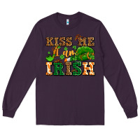 Plum kiss me i am irish  with lips and shamrocks Long Sleeve Tee - AdoDesignShop