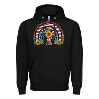 Black cross american flag cowhide  leopard gemstone rainbow Zipper Hoodie - Artiststas