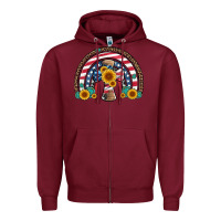Burgundy cross american flag cowhide  leopard gemstone rainbow Zipper Hoodie - Artiststas