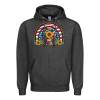 Charcoal Heather cross american flag cowhide  leopard gemstone rainbow Zipper Hoodie - Artiststas