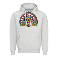 Dove Grey cross american flag cowhide  leopard gemstone rainbow Zipper Hoodie - Artiststas