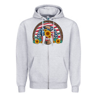 Heather Grey cross american flag cowhide  leopard gemstone rainbow Zipper Hoodie - Artiststas
