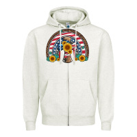 Oatmeal Heather cross american flag cowhide  leopard gemstone rainbow Zipper Hoodie - Artiststas