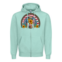 Seafoam cross american flag cowhide  leopard gemstone rainbow Zipper Hoodie - Artiststas