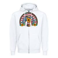 White cross american flag cowhide  leopard gemstone rainbow Zipper Hoodie - Artiststas