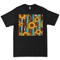 Black western sunflower cactus serape and cowhide Premium Tee - Artiststas