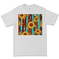 Dove Grey western sunflower cactus serape and cowhide Premium Tee - Artiststas