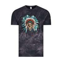 Cloud Black indian headdress with native american skull Vintage Tee - RanaPortraitStore