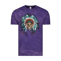 Cloud Purple indian headdress with native american skull Vintage Tee - RanaPortraitStore