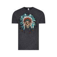 Vintage Black indian headdress with native american skull Vintage Tee - RanaPortraitStore