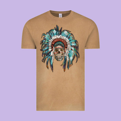 Indian Headdress With Native American Skull Vintage Tee Designed By Ranaportraitstore