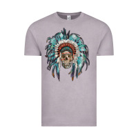 Vintage Zinc indian headdress with native american skull Vintage Tee - RanaPortraitStore