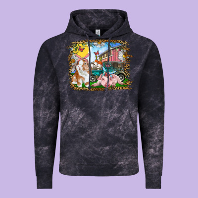 Vintage Hoodie Easter Farm Bunny And Pig