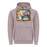 Vintage Zinc Easter Farm Bunny And Pig Vintage Hoodie - RanaPortraitStore