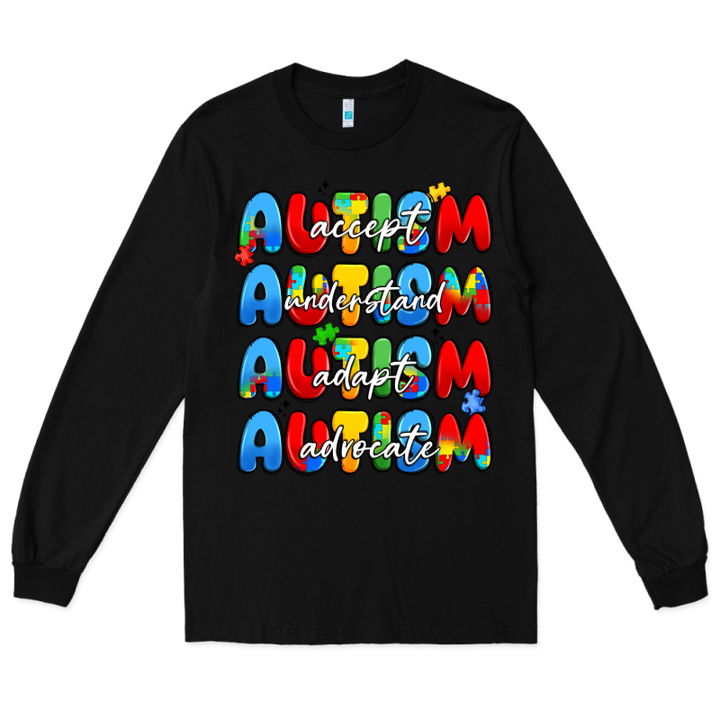 Autism Accept Understand Adopt Advocate Long Sleeve Tee by JahusDesignShop | Teevron