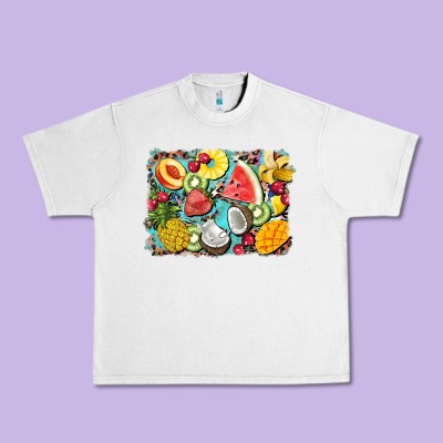 Summer Fruits Background Urban Heavy Tee Designed By Barkaloodesign