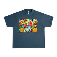 Midnight Navy summer fruits background Urban Heavy Tee - BarkalooDesign
