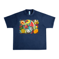 Navy summer fruits background Urban Heavy Tee - BarkalooDesign