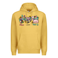 Antique Gold Peace Love Make Up Premium Hoodie - BundleAndBundleShop