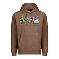 Chestnut Peace Love Make Up Premium Hoodie - BundleAndBundleShop
