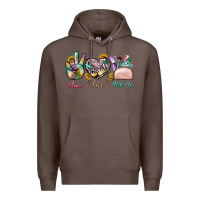 Coffee Peace Love Make Up Premium Hoodie - BundleAndBundleShop