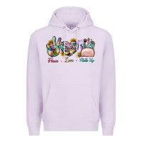 Lilac Peace Love Make Up Premium Hoodie - BundleAndBundleShop