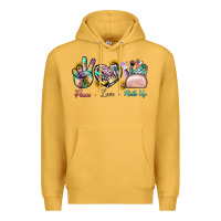 Mustard Peace Love Make Up Premium Hoodie - BundleAndBundleShop