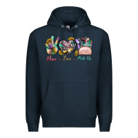 Navy Peace Love Make Up Premium Hoodie - BundleAndBundleShop