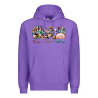 Purple Peace Love Make Up Premium Hoodie - BundleAndBundleShop