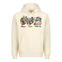 Sandshell Peace Love Make Up Premium Hoodie - BundleAndBundleShop