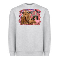Heather Grey valentine's day mama cow and baby cows Heavyweight Sweatshirt - RanaPortraitStore