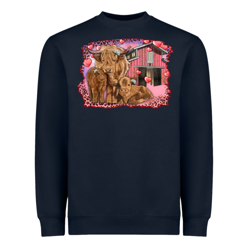 Valentine's Day Mama Cow And Baby Cows Heavyweight Sweatshirt by RanaPortraitStore | Teevron