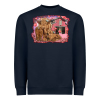 Navy valentine's day mama cow and baby cows Heavyweight Sweatshirt - RanaPortraitStore