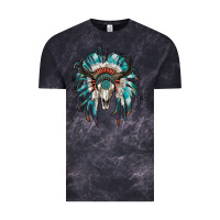 Cloud Black indian headdress with bull skull Vintage Tee - RanaPortraitStore