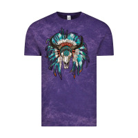 Cloud Purple indian headdress with bull skull Vintage Tee - RanaPortraitStore