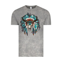 Cloud Rock indian headdress with bull skull Vintage Tee - RanaPortraitStore