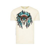 Vintage Arctic indian headdress with bull skull Vintage Tee - RanaPortraitStore