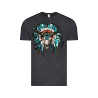 Vintage Black indian headdress with bull skull Vintage Tee - RanaPortraitStore