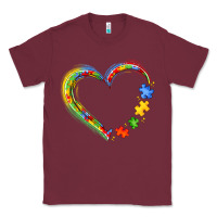Burgundy autism heart Classic Tee - JahusDesignShop
